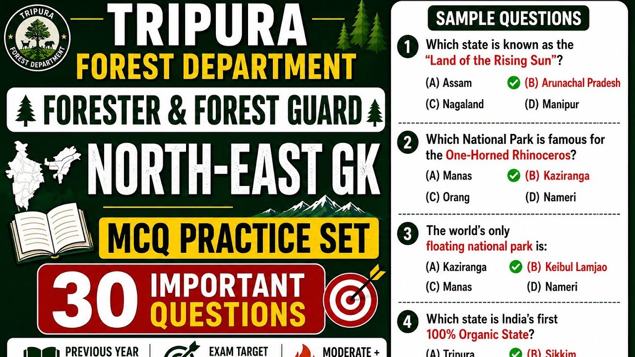 North-East GK MCQ Practice Set | Forester & Forest Guard 2026|English + বাংলা