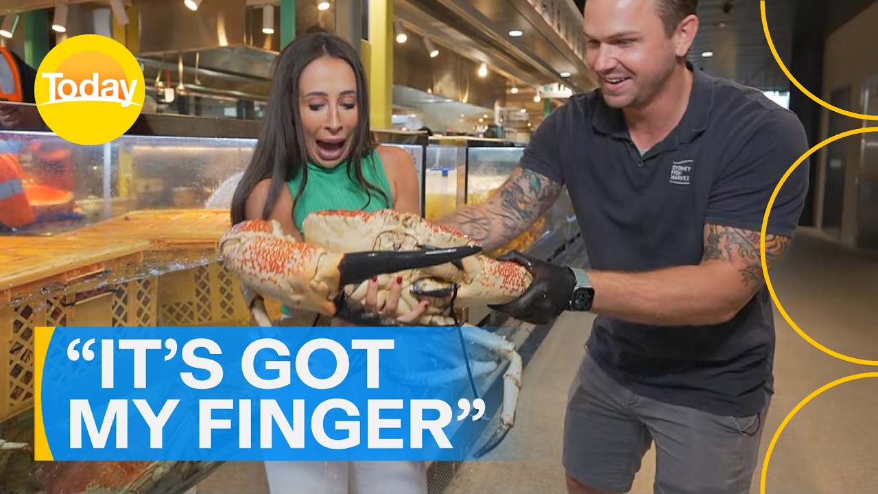 Weather presenter attacked by crab live on air | Today Show Australia