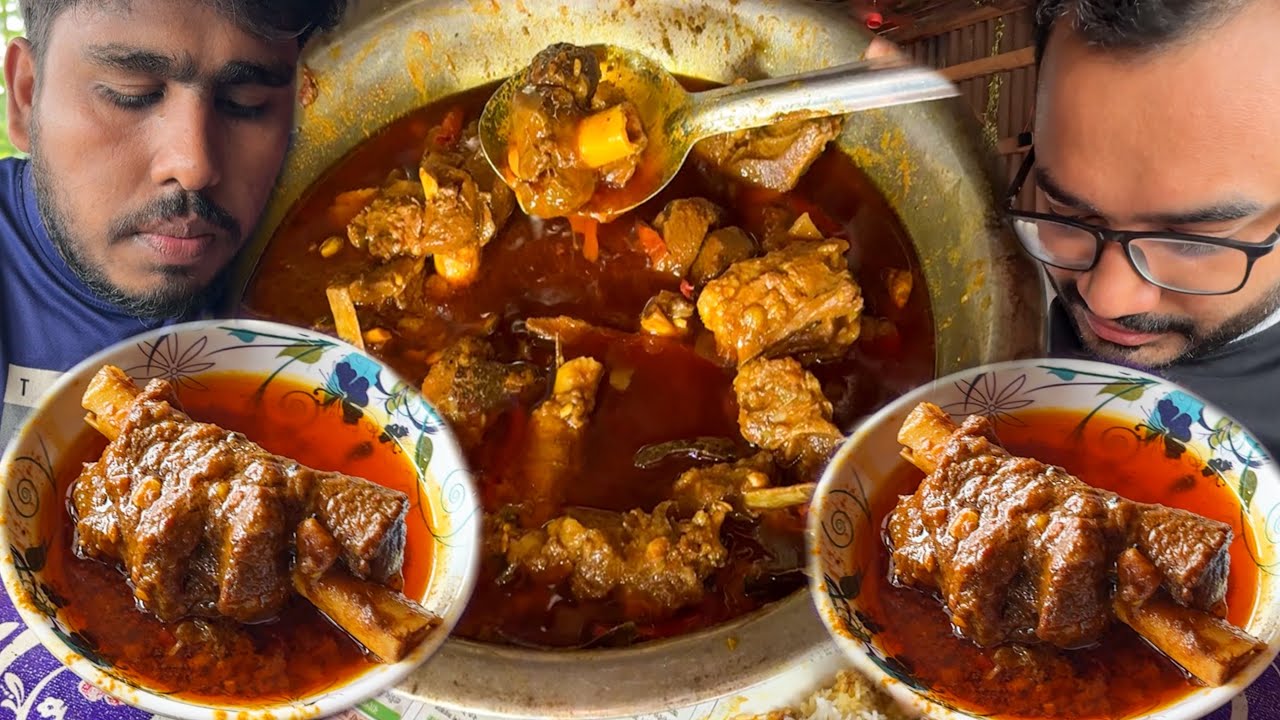 Eating Lunch(Rice & Spicy Mutton Curry) With Friends at Driver Hotel, Modhupur, Kushtia
