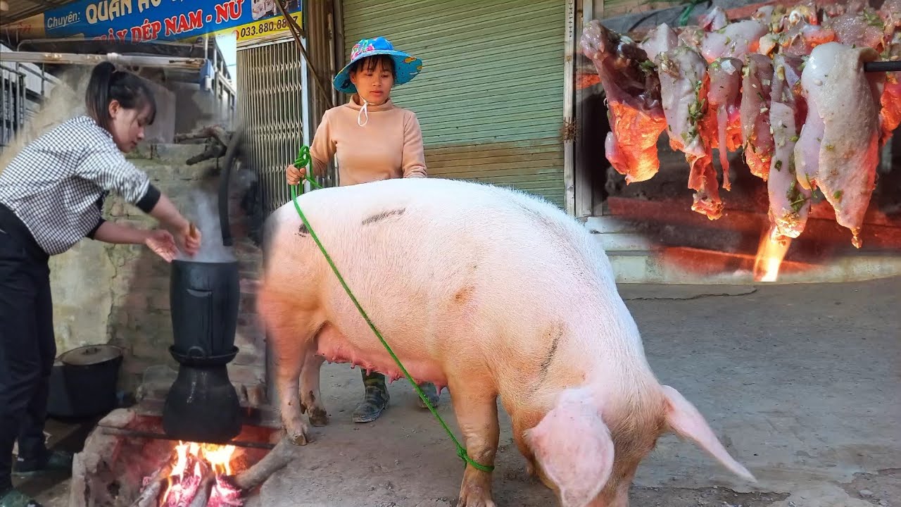 selling giant pigs at the end of the year and delicious smoked meats hanging from the kitchen
