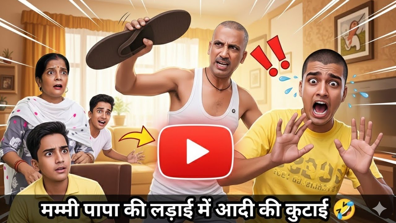 मम्मी पापा की लड़ाई में आदी की कुटाई 🤣|padosi ki ladai #funny #familycomedy #funnyvideo