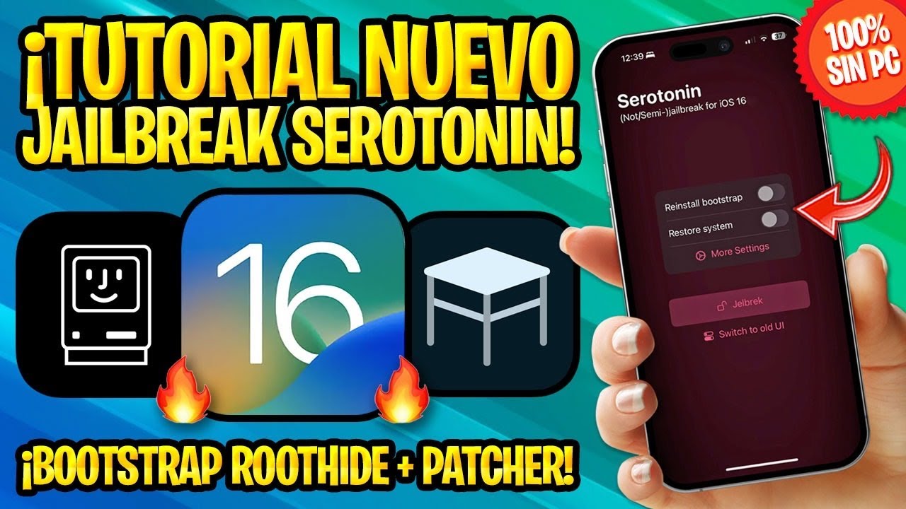 NEW JAILBREAK SEROTONIN TUTORIAL iOS 16 WITHOUT COMPUTER ✅ ROOTHIDE BOOTSTRAP + TWEAK PATCHER