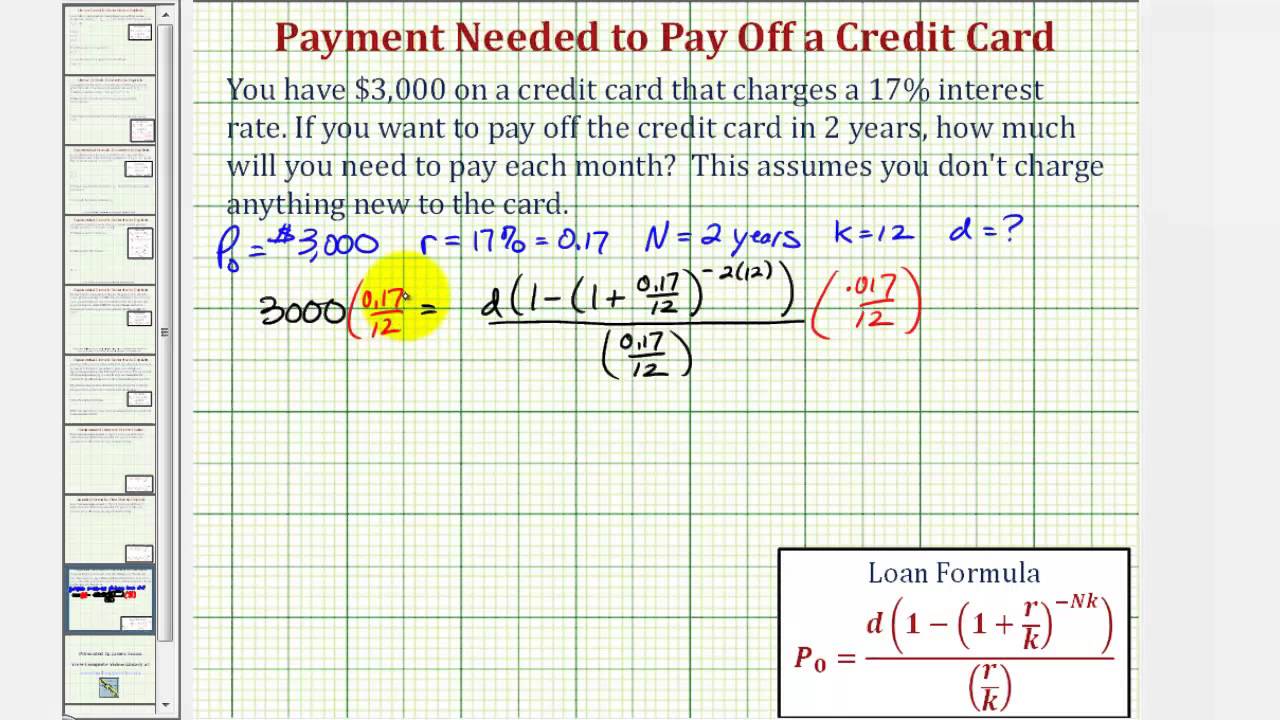 Ex: Determine a Monthly Payment Needed to Pay Off a Credit Card