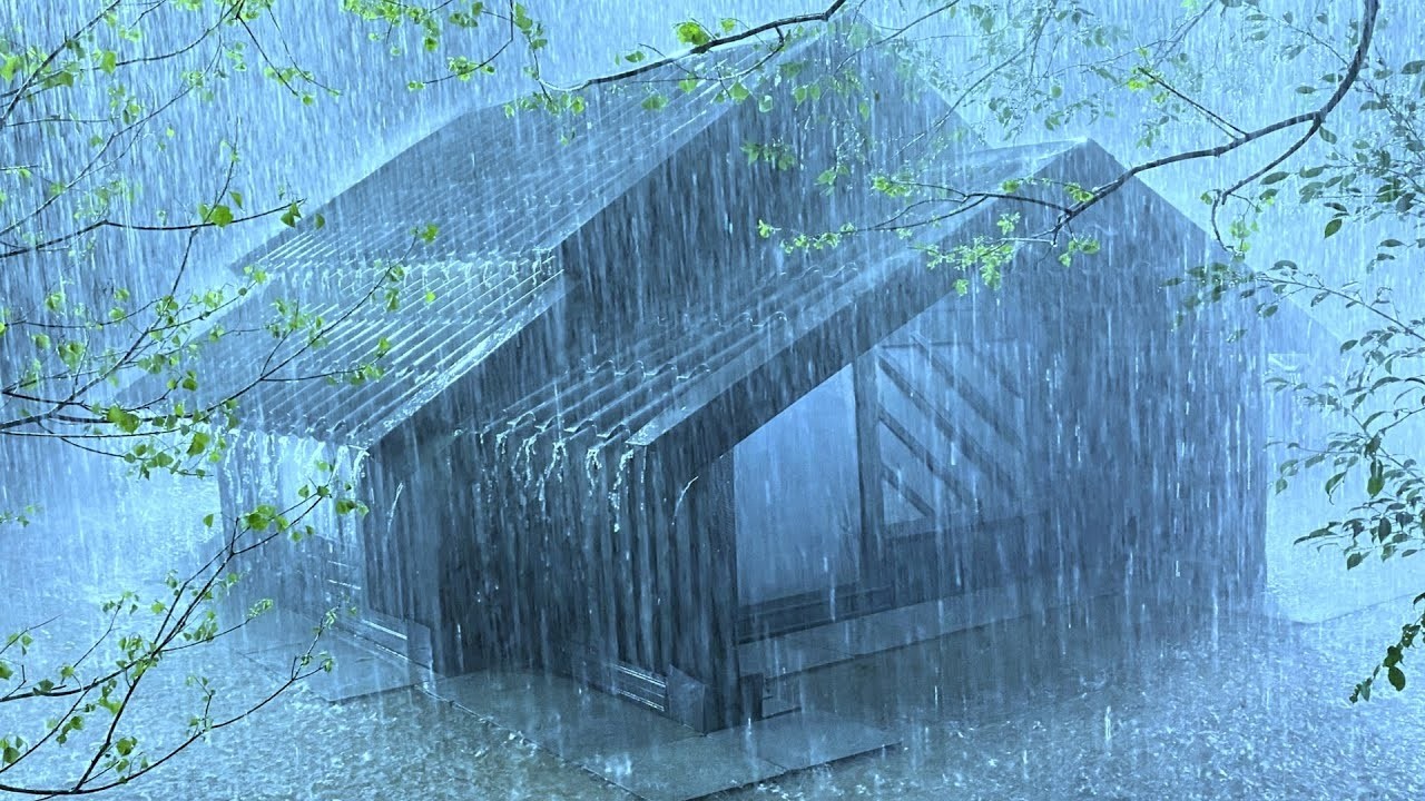 Relieve Stress to Sleep Soundly with the Sound of Pattering Rain & Thunder Roaring on Thick Tin Roof