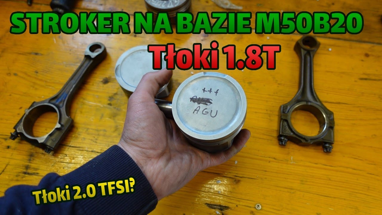BMW M50B20 stroker nr 2  z tłokiem 1.8T - Porównanie tłoków, Tłok 2.0 TFSI. Hamownia i CHIPTUNNING