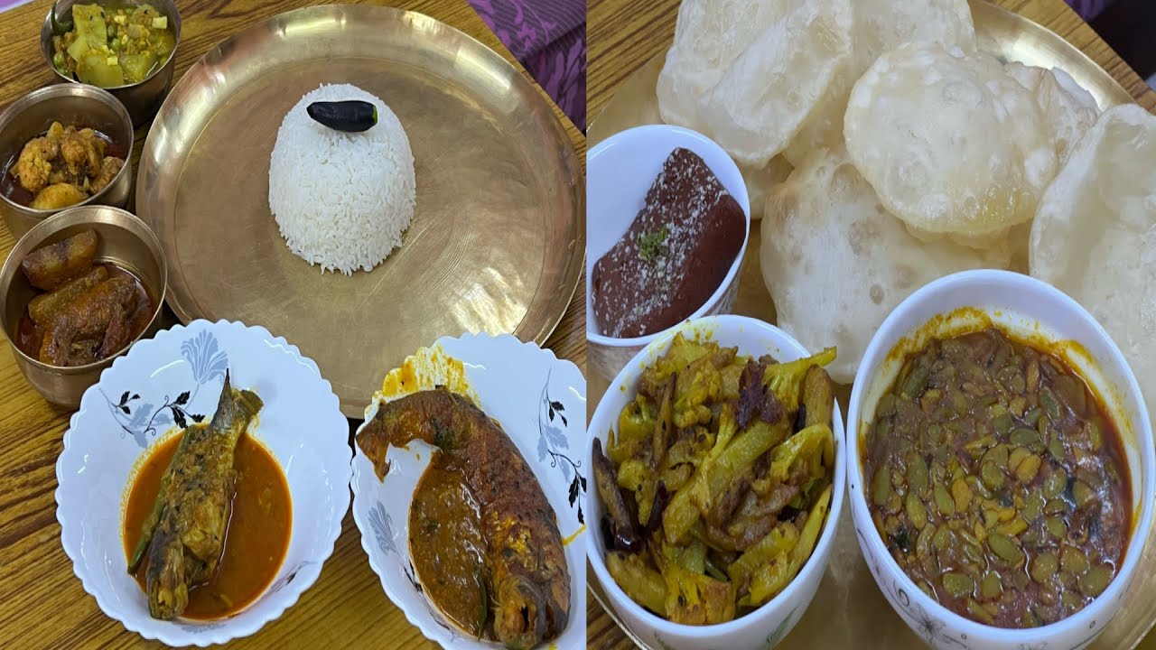 পাঁচমিশালি মুগের ডাল আর Pakora, জ্যান্ত Golda Chingri Malaicurry, Tangra Macher Jhal, Luchi Torkari🙏