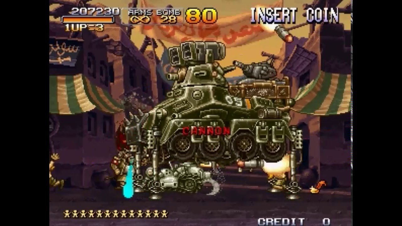 Metal Slug X (Arcade) Mosque Artillery Boss Battle