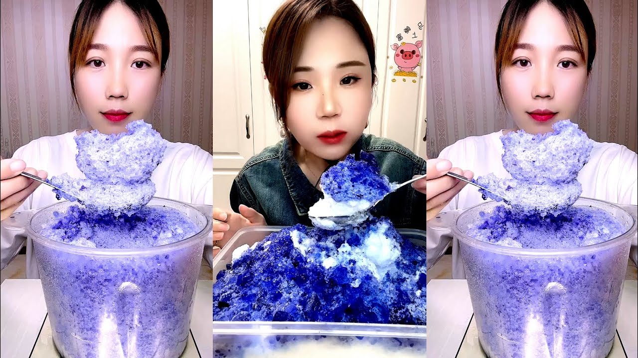 YY & QIAN / ASMR SHAVED ICE EATING / WHITE ICE EATING