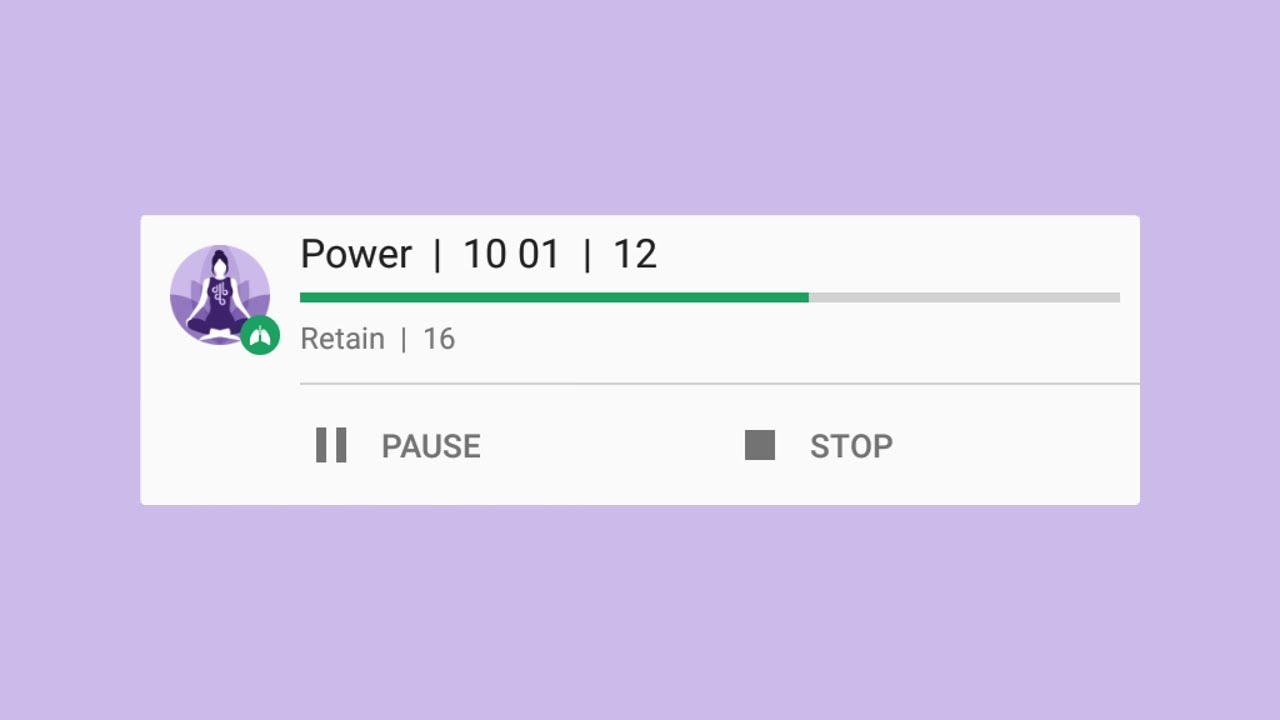 Control the training process in notification area in Prana Breath
