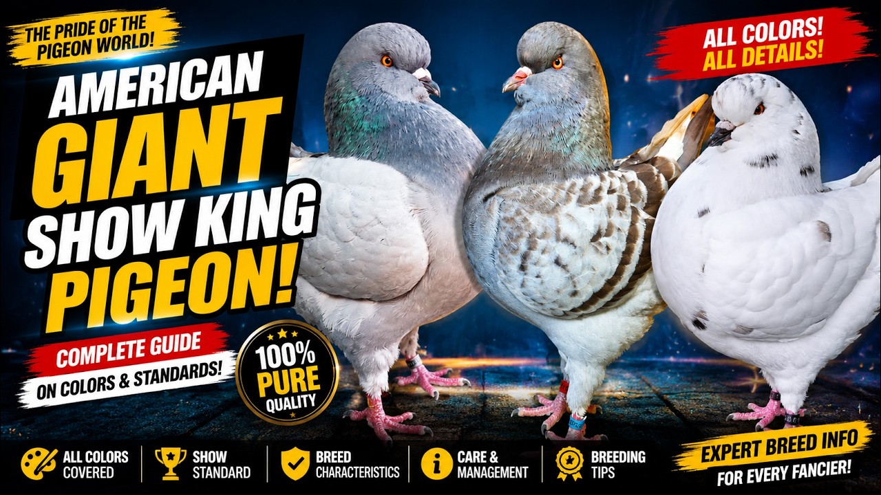 American Giant Show King Pigeon Video With All Colors and Standard Information