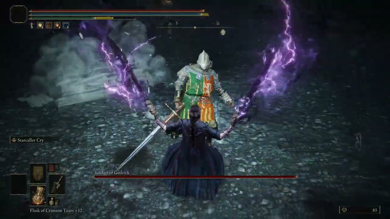 Soldier of Godrick VS MAX lvl 713 +10 Weapon (World's First) #EldenRing #lvl713 #boss