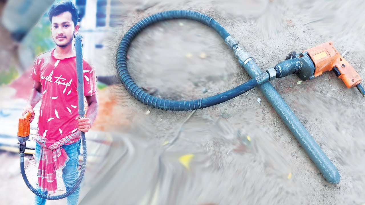 How to make a Concrete Vibrator at home | Vibrator for concrete using a Drill machine