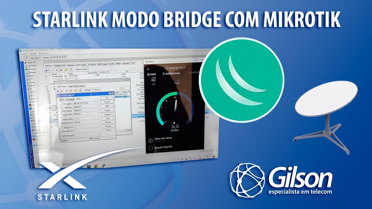 Starlink modo Bridge com Mikrotik (removendo roteador da starlink gen1) Testes de Velocidade