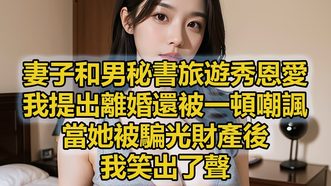 妻子和男秘書旅遊秀恩愛，我提出離婚還被一頓嘲諷，當她被騙光財產後，我笑出了聲。