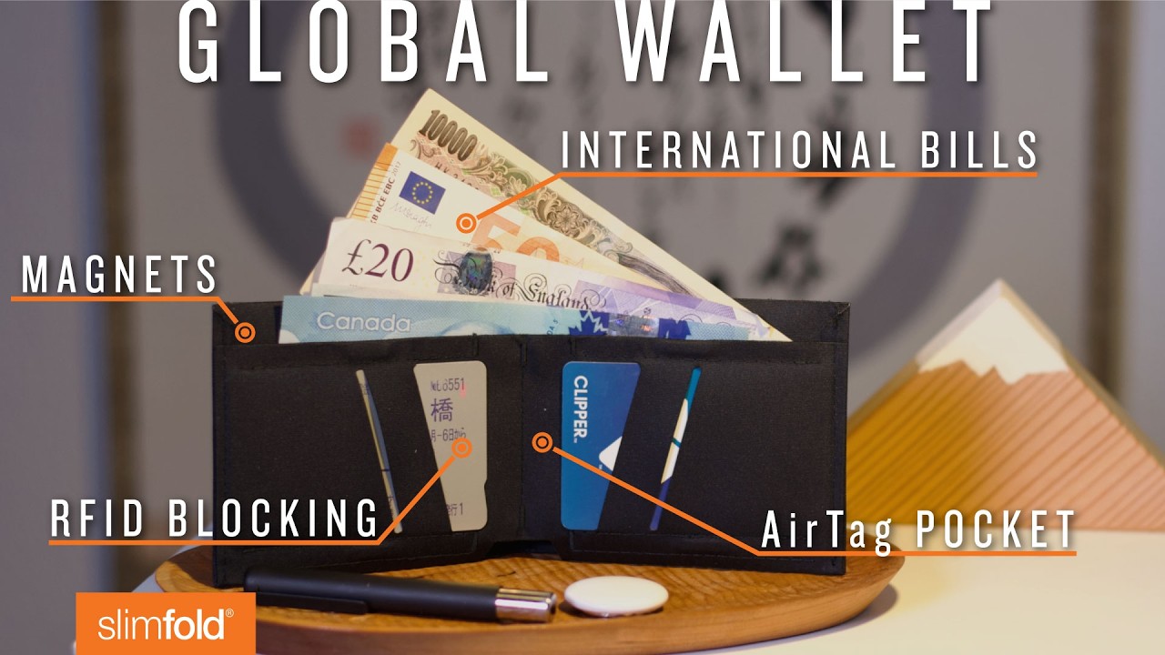 SlimFold&reg; Global Minimalist Travel Wallet | Ultra Thin RFID Wallet with AirTag Pocket