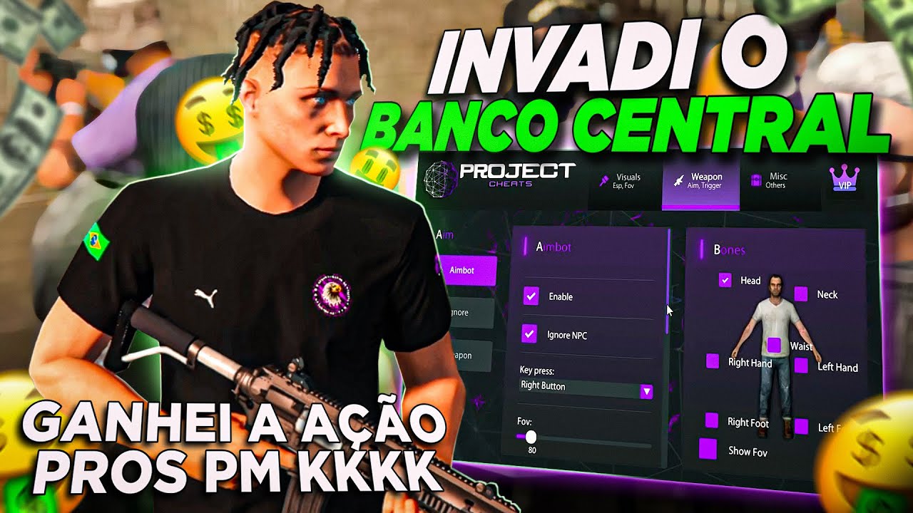 INVADI O BANCO CENTRAL XITADO E GANHEI A AÇÃO COM PROJECT MOD NO GTA RP