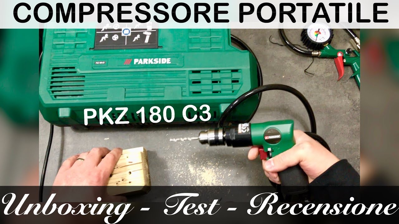 COMPRESSORE lidl, portatile PARKSIDE. Di cosa è capace? PKZ 180 C3. UNBOXING TEST E RECENSIONE. C4