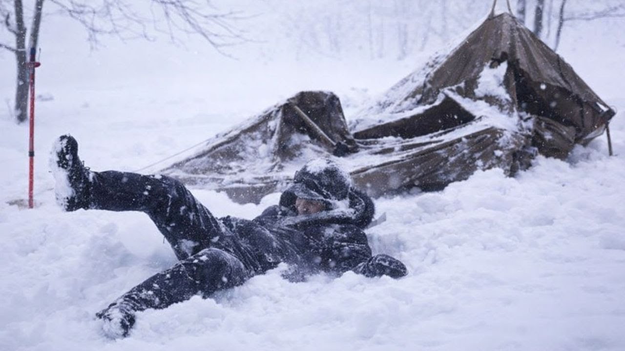 2 Days Surviving a Blizzard in a Hot Tent | Solo Winter Camping