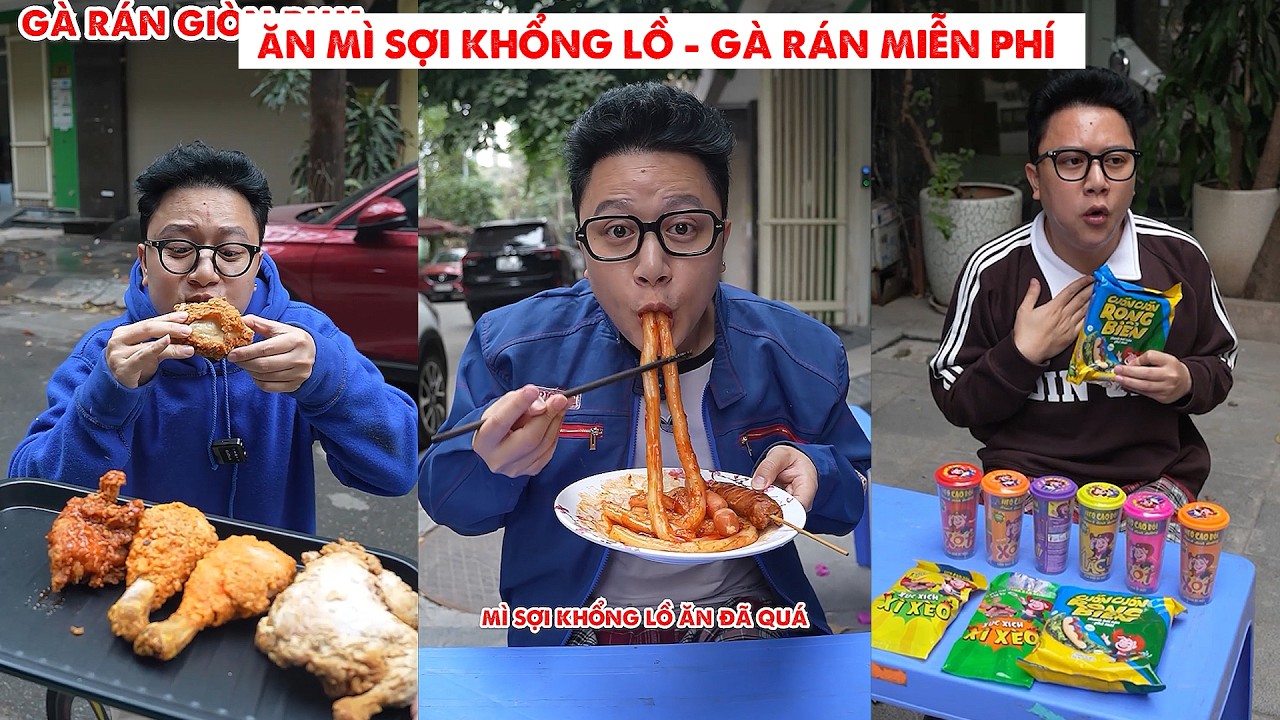 Khen Đẹp Trai Để Được Ăn Gà Rán Miễn Phí - Ăn Mì Sợi Khổng Lồ
