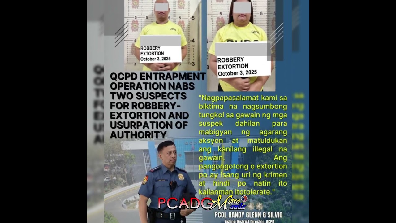 QCPD Entrapment Operation Nabs Two Suspects for Robbery-Extortion and Usurpation of Authority