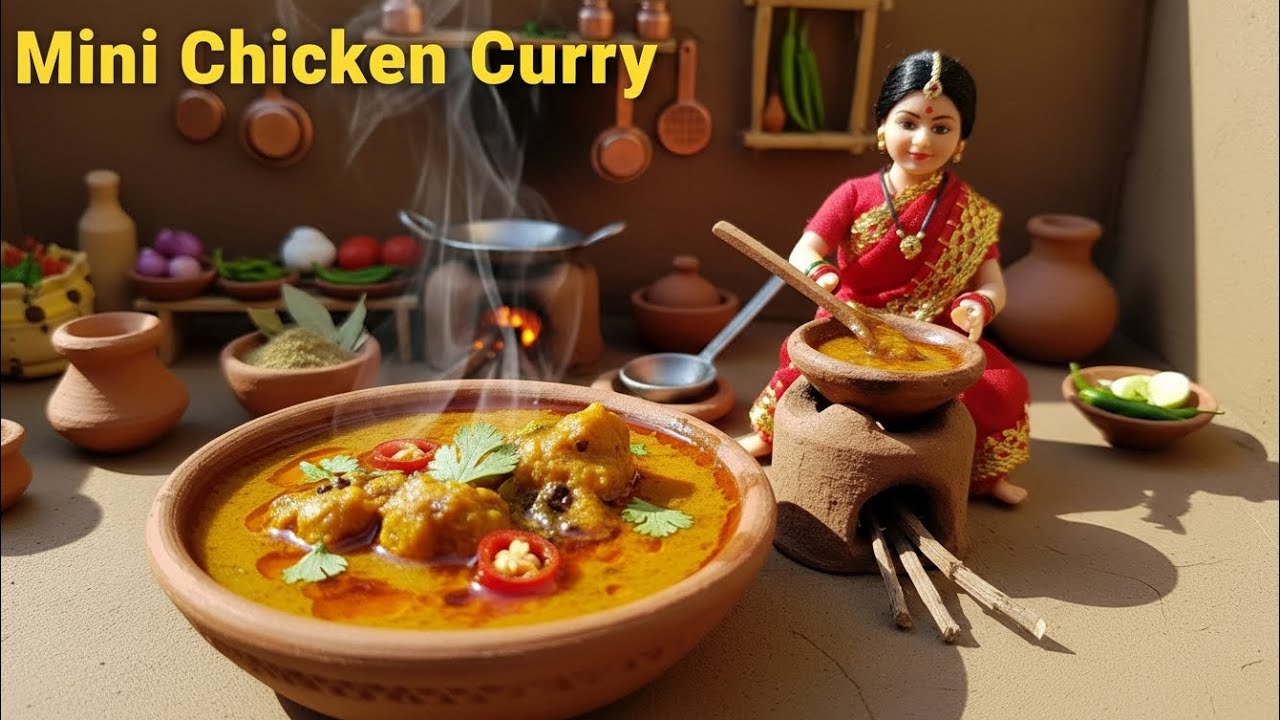 ASMR Tiny Kitchen Chicken Curry - The Cutest Cooking!