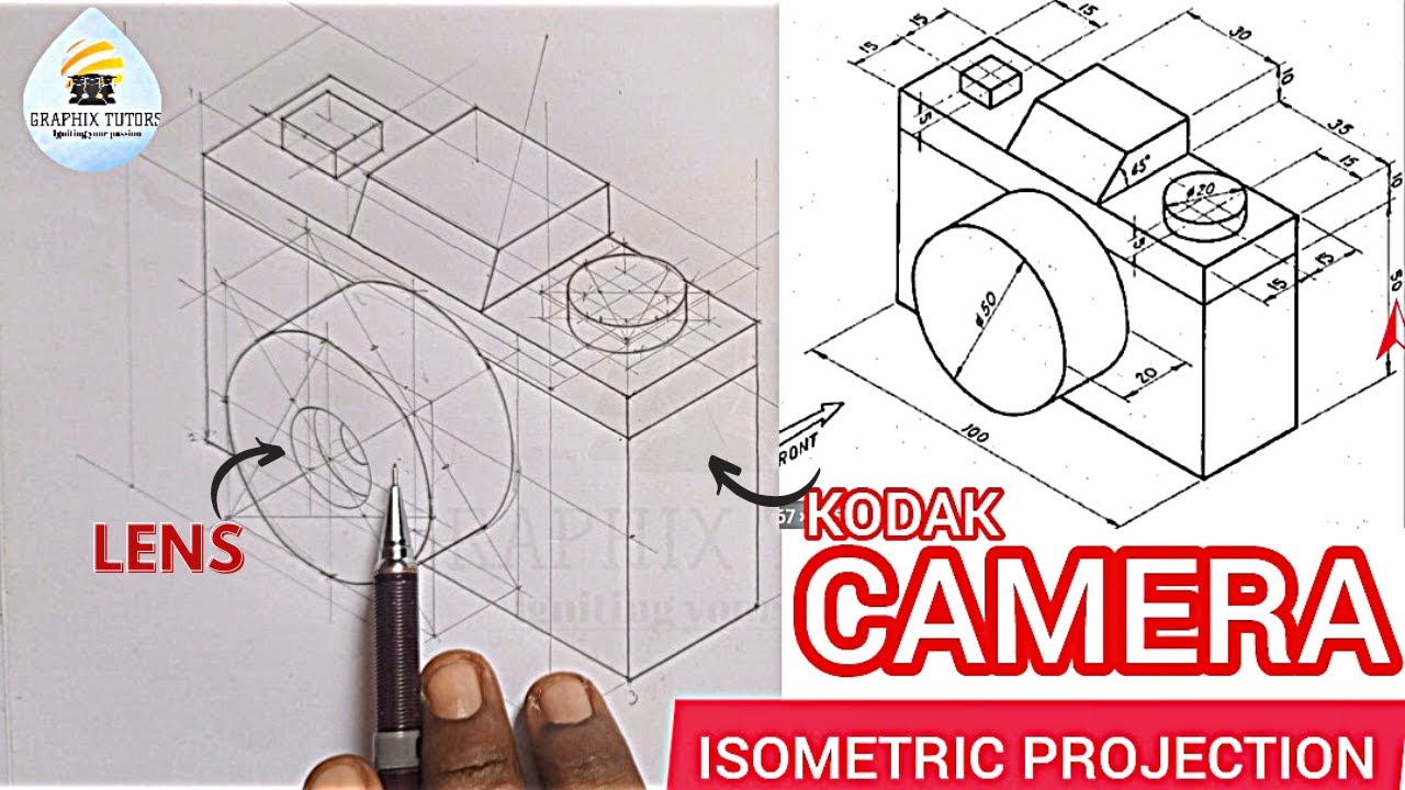 HOW TO DRAW A KODAK CAMERA IN TECHNICAL DRAWING AND ENGINEERING GRAPHICS #ISOMETRIC PROJECTION