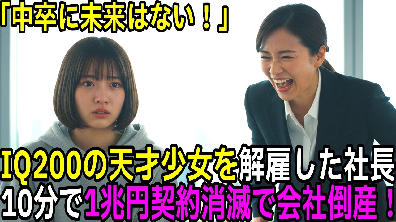 「中卒に未来はない！」とIQ200の天才少女を解雇した社長。わずか10分で1兆円契約消滅で会社倒産！【感動する話】【朗読】