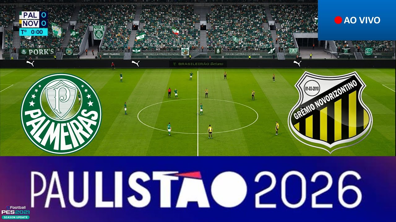 PALMEIRAS X NOVORIZONTINO AO VIVO COM IMAGENS FINAL PAULISTÃO 2026 NO PES 2021