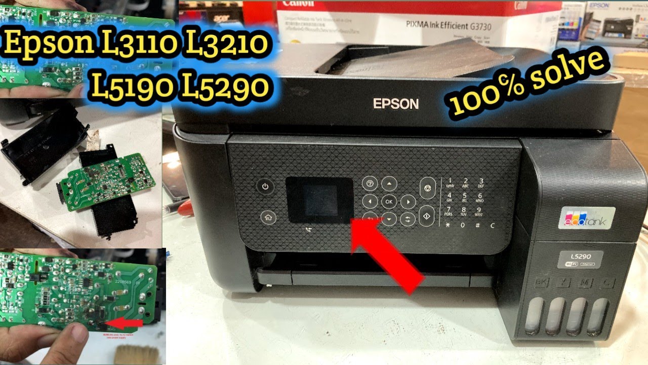 No power L5290 check and replace power supply L3110 L3210 L5190 L5290 | printerinside
