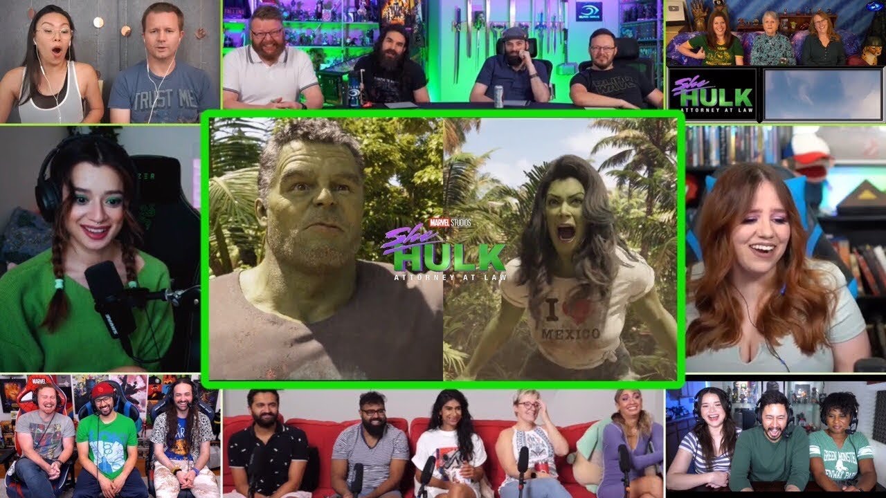 YouTubers React To Hulk Vs She Hulk Fight Scene - She Hulk Ep 1 Reaction Mashup