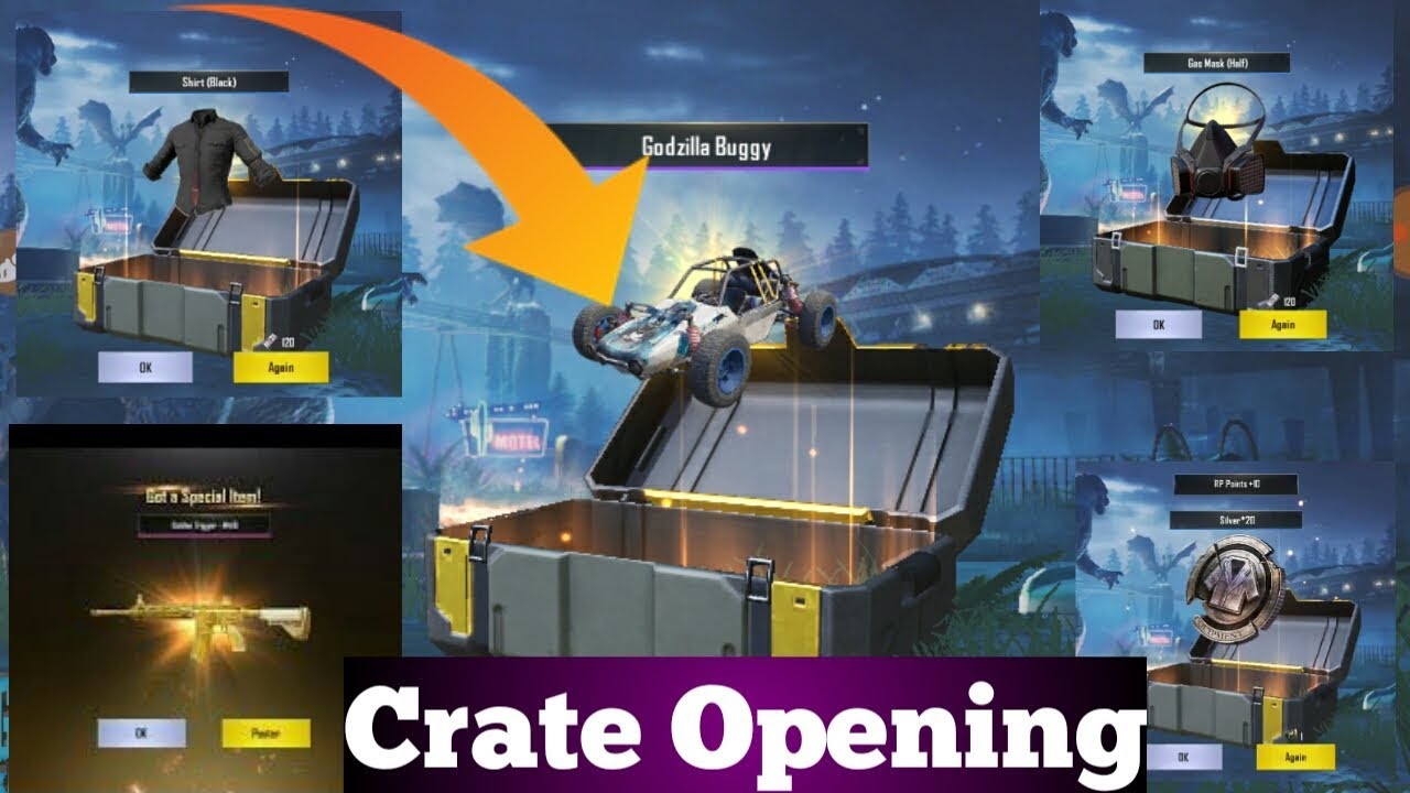 new tricks pubg mobile crate opening,godgila buggy, silver fragments, outfits,gun skin
