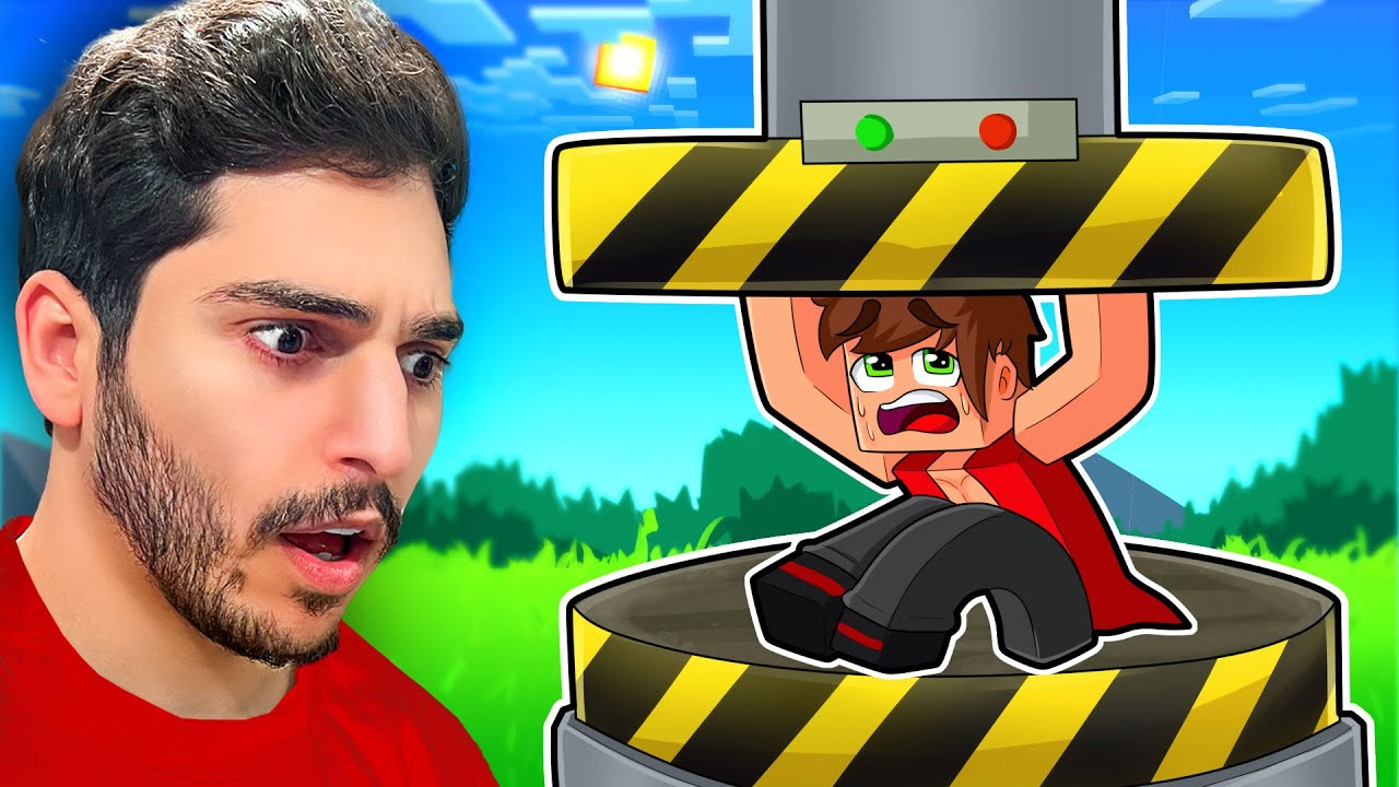 ماين كرافت ولكن اقدر اضغط نفسي !😨 ( جهاز السحق ! ) 🔥 - Hydraulic Press