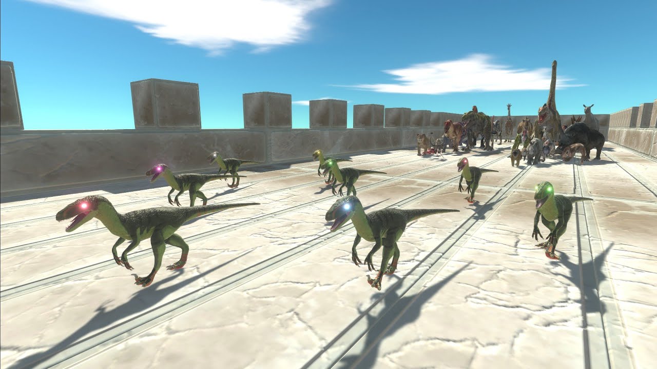 Race to eat DEINONYCHUS WITH NEON EYES - Animal Revolt Battle Simulator