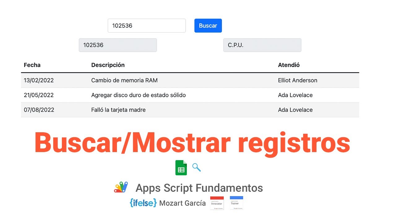 Apps Script 52 -  Buscar registros por valor y mostrar en tabla HTML