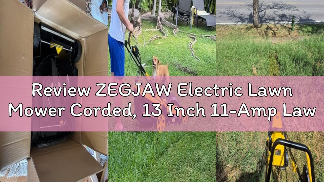 Review ZEGJAW Electric Lawn Mower Corded, 13 Inch 11-Amp Lawn Mowers with 8 Gallon Collection Bag, 3