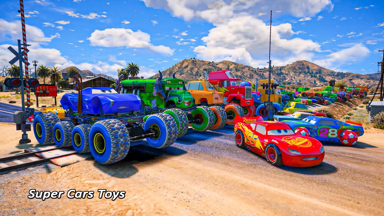 Disney Cars 3 McQueen 8x8 Jackson Storm Miss Fritter Mario Professor Zundapp Mack Snot Rod & Friends