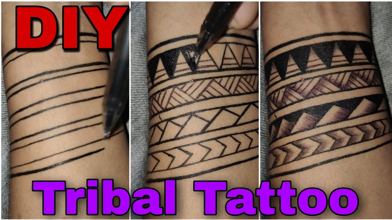 DIY Projects Tribal Tattoo how to make wrist Tattoo  || tattoo making art || Temporary tattoo art