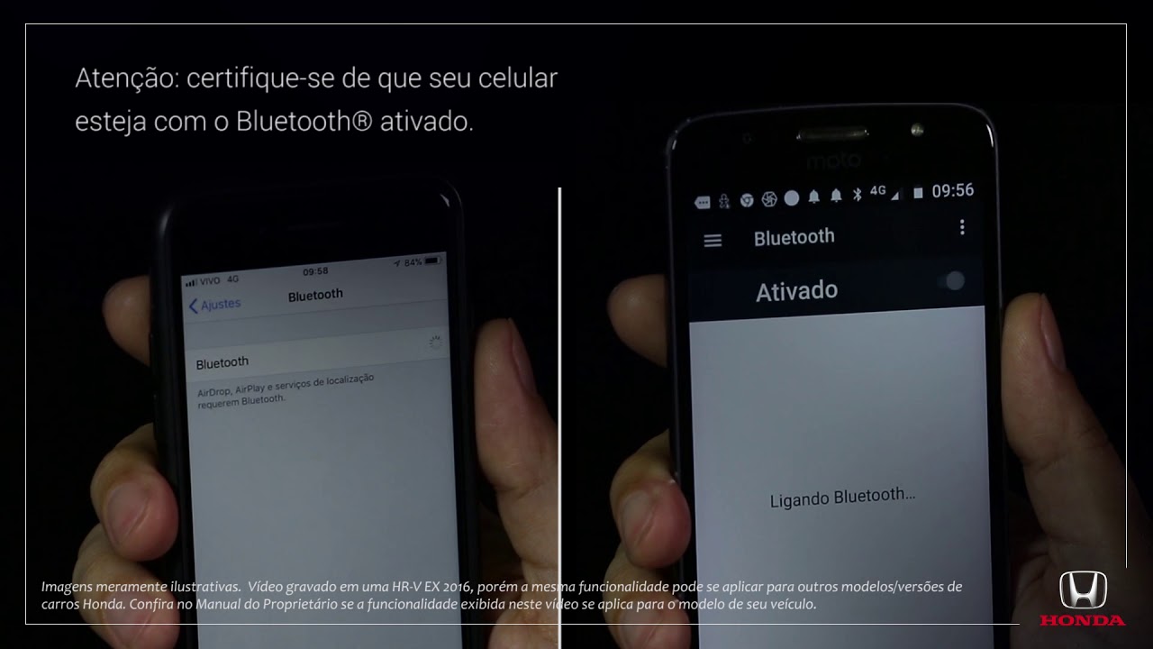Honda HR-V EX 2017/2018 e LX 2019: Como parear o dispositivo Bluetooth® do multimídia 7’ com celular