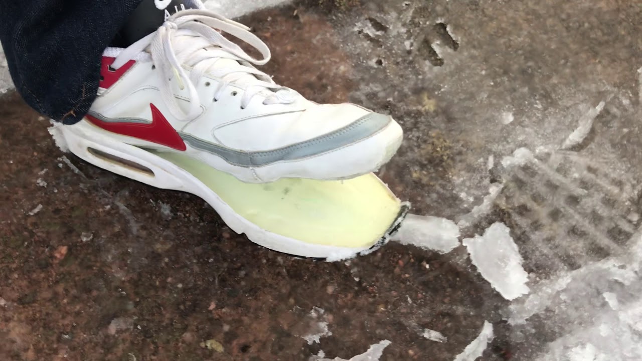 Shoveling Wet Snow Wearing Trashed Nike Air Max BW Running Shoes From 2007