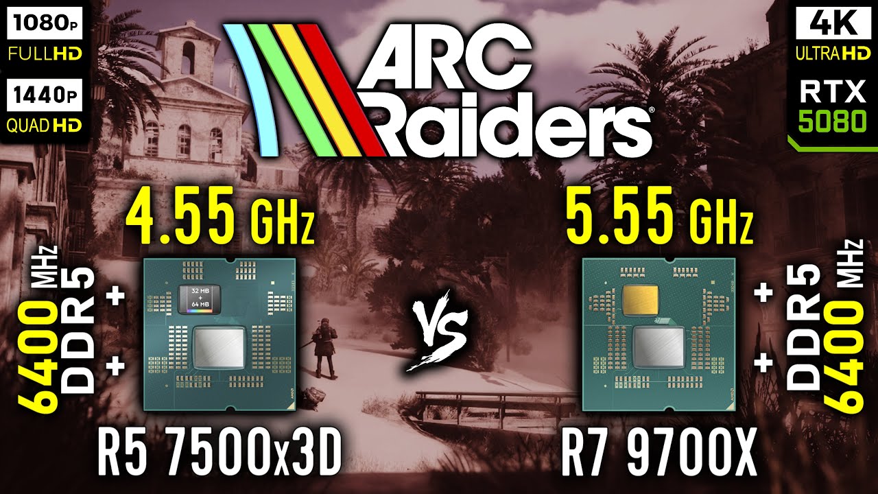 Ryzen 5 7500x3D vs Ryzen 7 9700X in ARC Raiders | RTX 5080 [ 1080p, 1440p, 4K ]