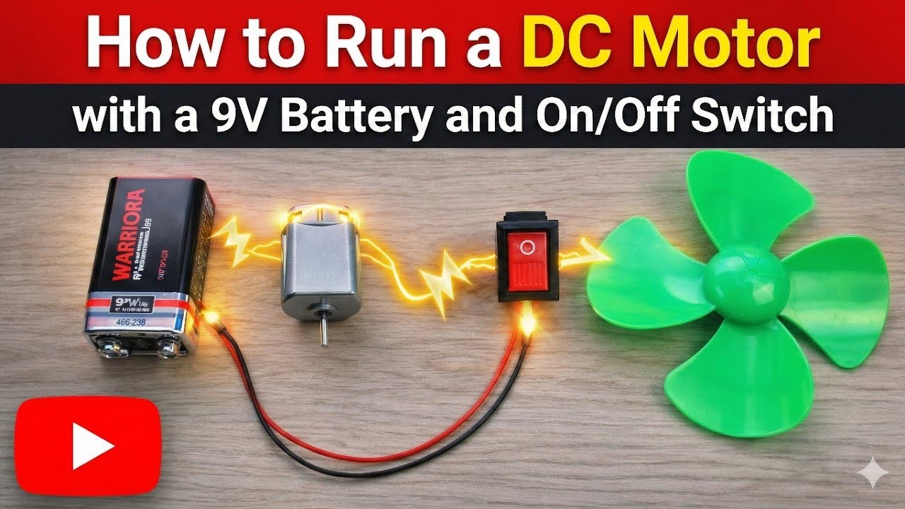 How to Run a DC Motor with a 9V Battery and On/Off Switch 