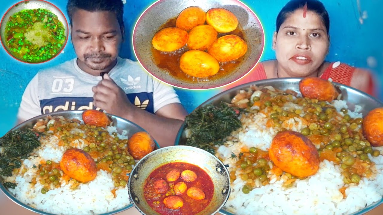 eating show | village style egg peace curry cooking eating | mukbang egg curry with rice