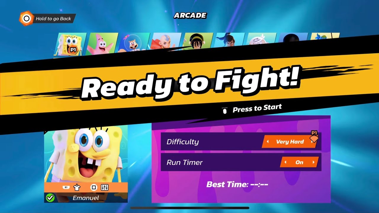 Arcade No Retrys Very Hard: SpongeBob Nickelodeon All-Star Brawl