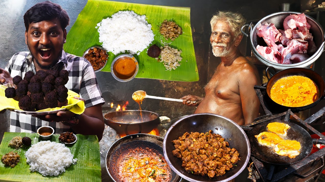 💥🥵TROUSER தாத்தா கடை Mutton Chukka & Kola Urundai | மட்டன் குழம்பு வடிச்சசோறு | Mutton Chukka Recipe