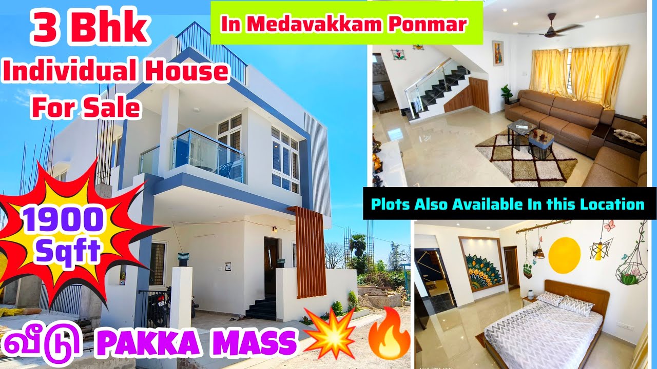 🏡😳1900sqft Big Size 3bhk Individual house For Sale🤯Near Medavakkam In Ponmar😻1.5 km to OMR🤓 #chennai