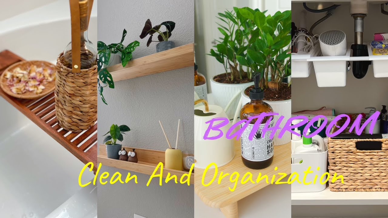 Clean And Organize bathroom with me ✨🪴  +Relaxing Bath time 🛁