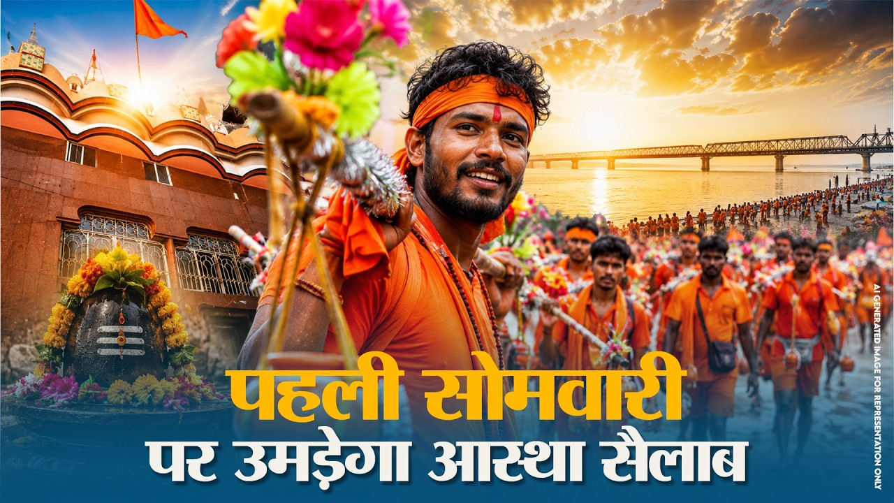 पहली सोमवारी की तैयारी पूरी, Baba Garibnath Dham से पहलेजा घाट रवाना हुए कांवरिया भक्त