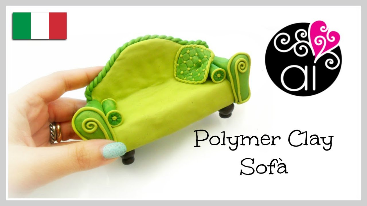 Polymer clay sofà | Tutorial Cake Topper Fimo | Miniatura Divano