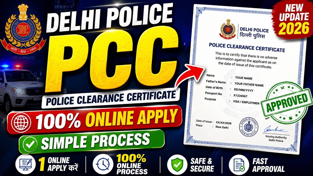 Delhi Police Clearance Certificate (PCC) Online Apply 2026 | 100% Online Process| Step By Step Guide