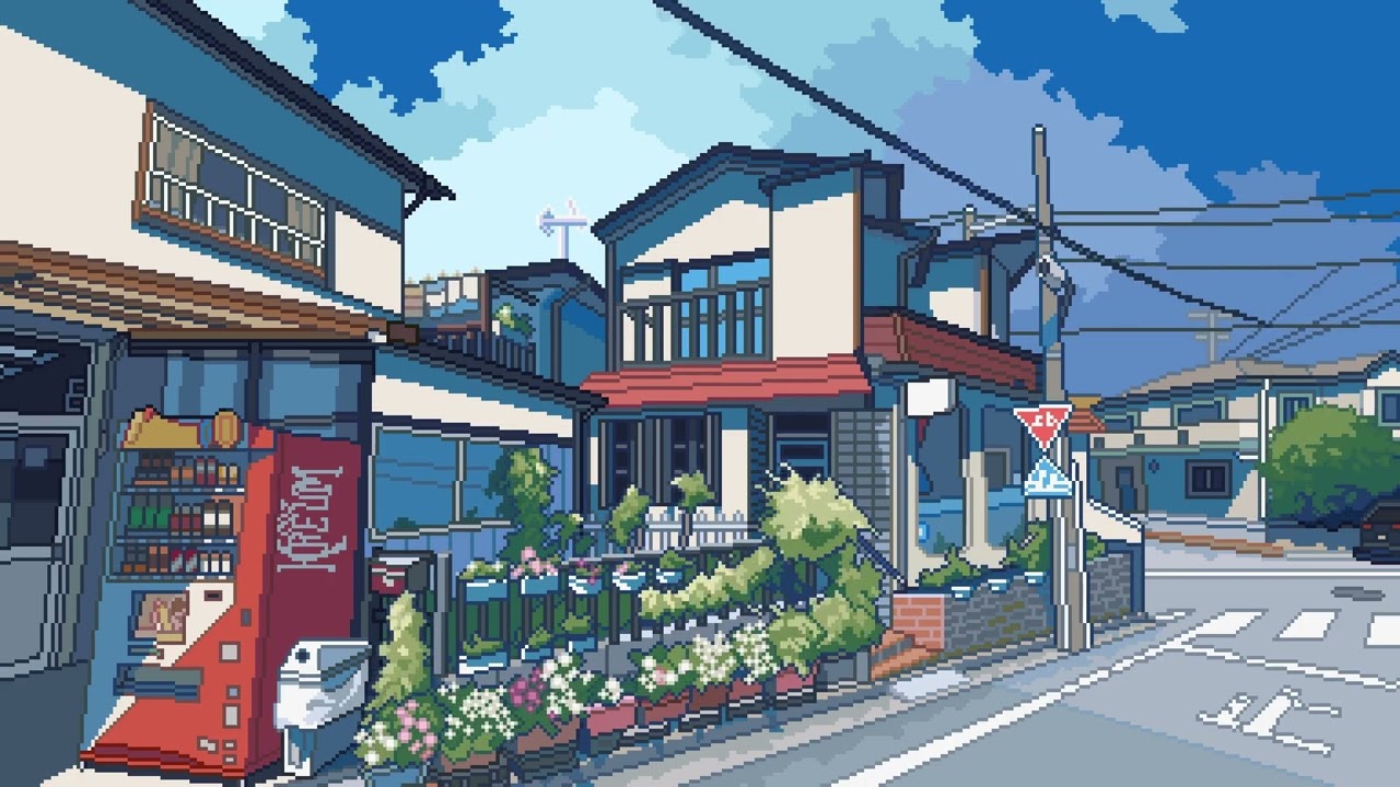Two hours of Japanese Pixel Art Street Vending Machine, Calm, Ambient Music[HD]